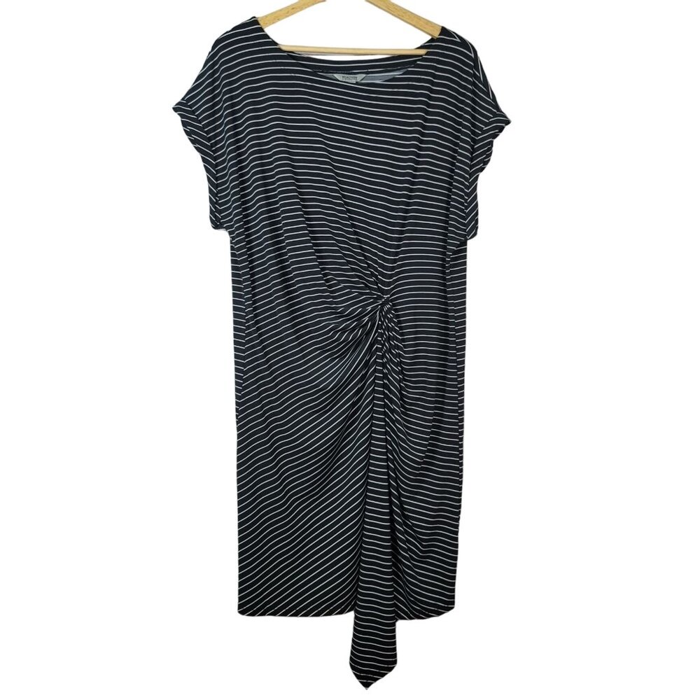 Kenneth Cole Reaction Striped Dress Black XXL Short Sleeve Knee Stretchy Shift